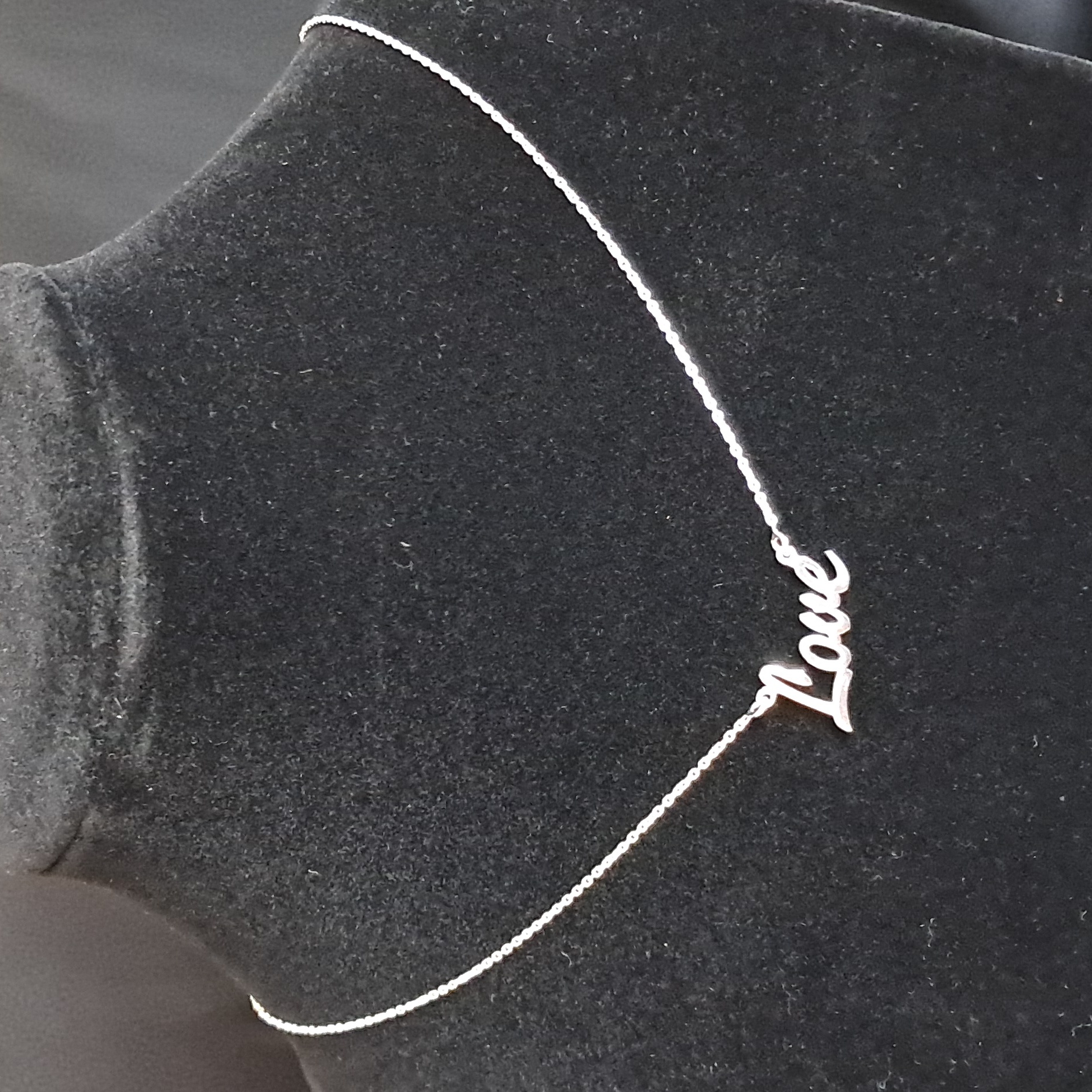 Sterling Silver Love Necklace. 18 Inches.